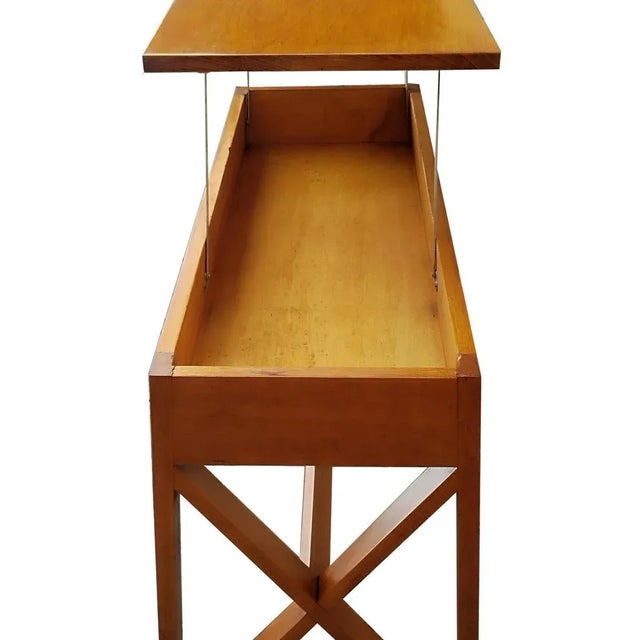 Wood Wooden Console Table with Lifting Top, Italy 1960s For Sale - Image 7 of 8