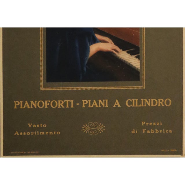 Illustration 1922 Italian Piano Advertisement Poster - Maraschi Vigevano (Green) For Sale - Image 3 of 3