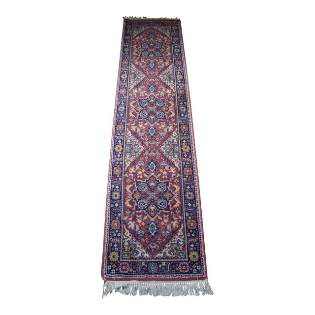 Vintage Kismet 100% Wool Geometric Rug Runner Carpet Mat 26" X 104" For Sale