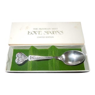 1976 Franklin Mint Sterling Silver Limited Edition Love Spoon + Original Box For Sale