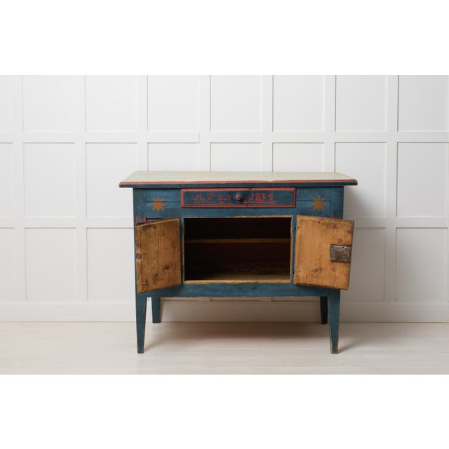 Gustavian (Swedish) Swedish Blue & Red Sideboard For Sale - Image 3 of 14