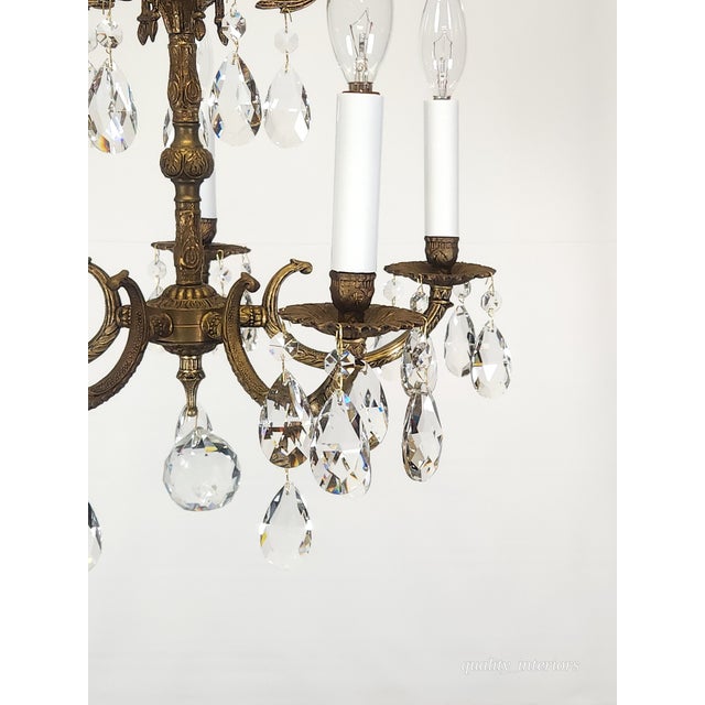 Offered for your consideration is an original Antique 5 Arm 5 Light Absolutely Petite Adorable Brass Cut Lead Glass...