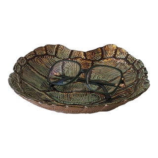 Vietri Italian Tortoise Shell Glass Bowl, Made in Turkey For Sale