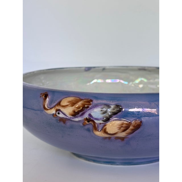 Antique Lusterware Goose Motif Decorative Bowl For Sale - Image 9 of 15