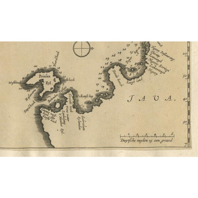 Sunda Strait Sea Chart, Sumatra and Java, Dutch Engraving c.1700 For Sale - Image 4 of 9