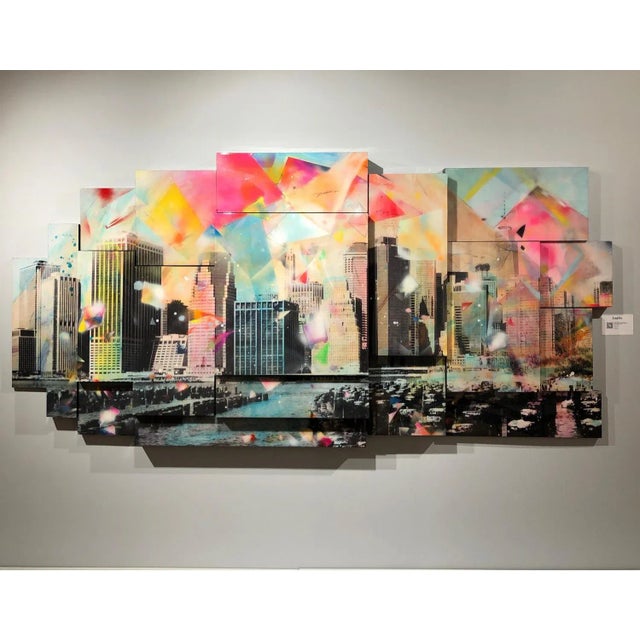 Junto Al Muelle, Hand-Painted Photograph Installation W Resin, Urban Water Scene 2017 For Sale - Image 14 of 15