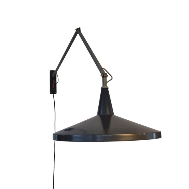 Black Black Model 4050 Panama Lamp by Wim Rietveld for Gispen, 1955 For Sale - Image 8 of 17