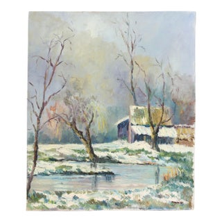 Liliane Paumier Winter Louviers & Elbeuf Normandy Painting For Sale