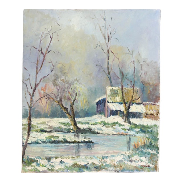 Liliane Paumier Winter Louviers & Elbeuf Normandy Painting For Sale