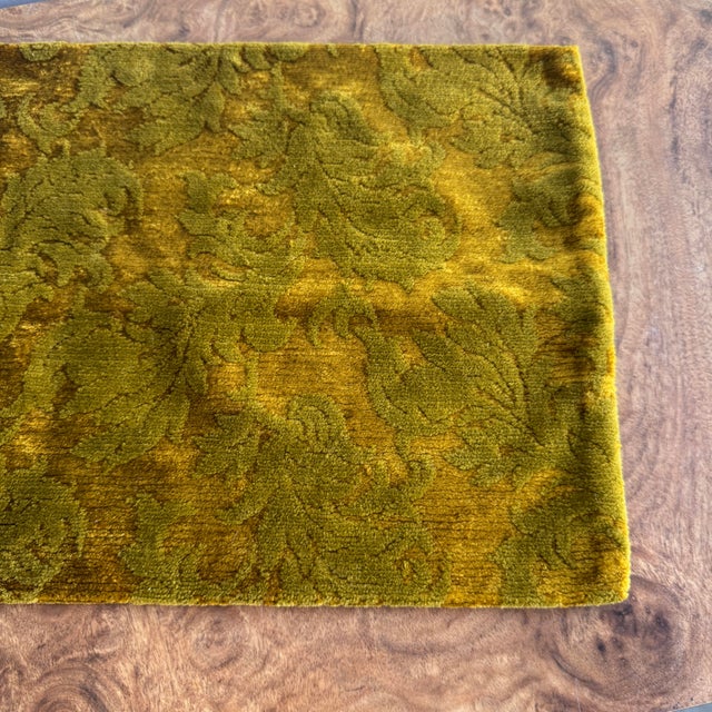 Vintage Green and Gold Velvet Damask Pillow Cover For Sale - Image 4 of 6