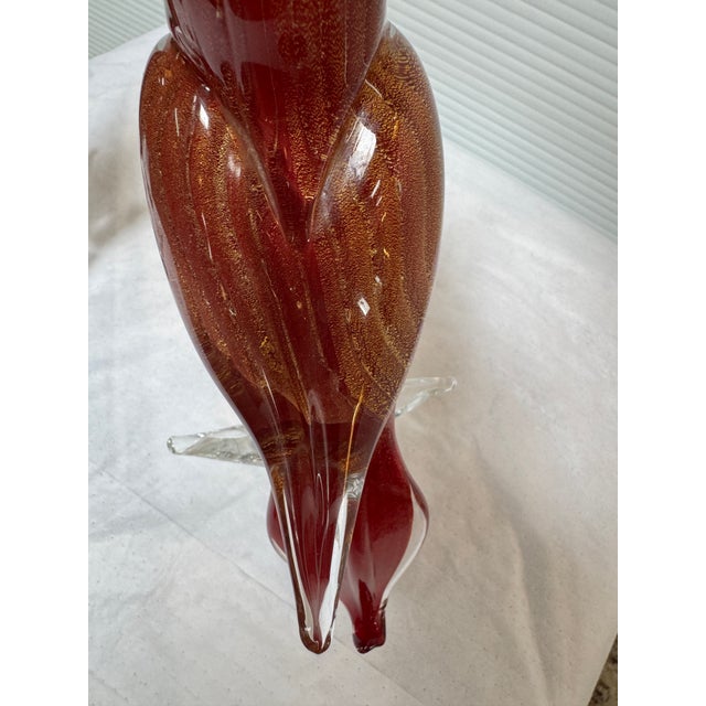 Hand Blown Vintage Red + Gold Murano Bird Figurines, Set of Two For Sale - Image 10 of 12