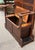 Antique English Oak Hall Tree With Lift Top Seat, Umbrella Drip Trays, Mirror & Coat Hooks c.1920 For Sale - Image 4 of 8