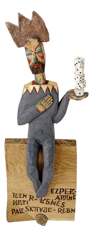 Krzysztof Zieliński, A Player, Wood Sculpture, 2022