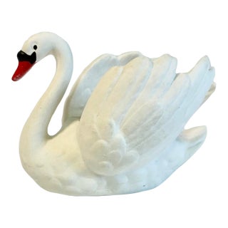 1970s Vintage Hollywood Regency Coastal German Goebel Porcelain Swan Petite Planter. For Sale