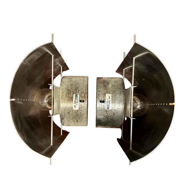 Vintage Brutalist Patinated Steel Wall Sconces - a Pair For Sale - Image 6 of 7