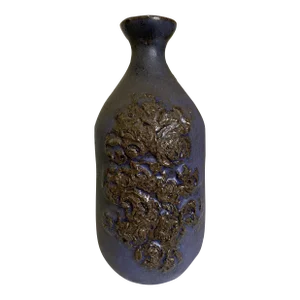 1960s Mid-Century Indigo Blue Studio Pottery Vase