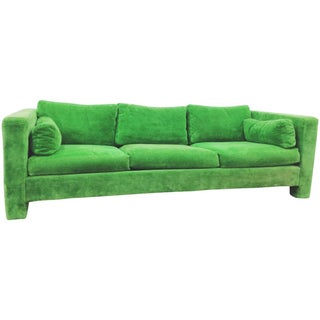 Milo Baughman Thayer Coggin Stunning Green Sofa For Sale
