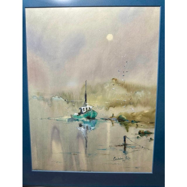 Beautiful original watercolor painting by listed artist Carchelan Iulia (2017), professionally framed and ready to hang....