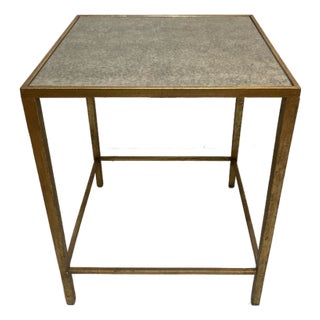 Gilt Metal Square Side Table With Antique Mirror Top-1 For Sale