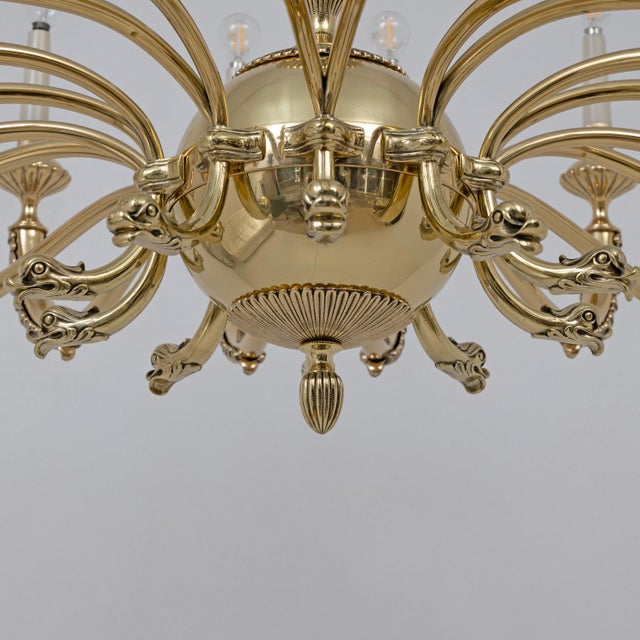 Metal Italian Neoclassical Style 20-Light Brass Chandelier, 1950s For Sale - Image 7 of 10