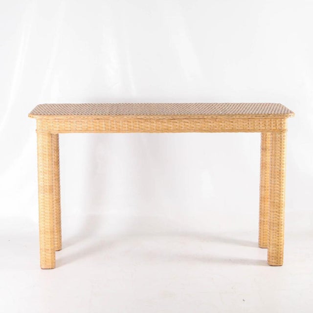 Woven Wicker Console Table For Sale - Image 9 of 11