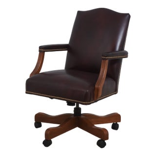 Ethan Allen Burgundy Leather Desk Chair For Sale