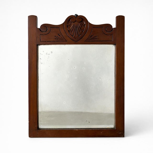 French Carved Mahogany Farmhouse Wall Mirror For Sale - Image 9 of 9