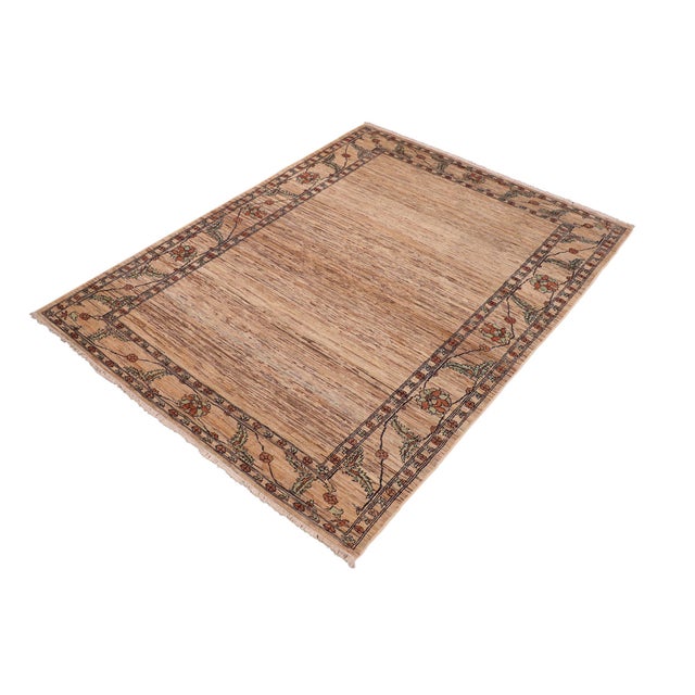 Abstract Boho Chic Gabbeh Beige/Rust Wool Rug - 6'1'' X 9'5'' For Sale - Image 3 of 10