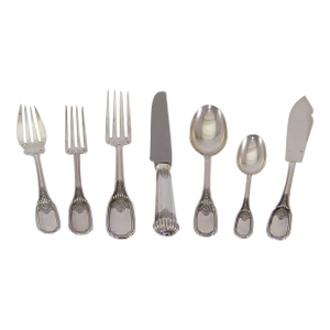 1990s Blois by Souche-Lapparra Sterling Silver Hand-Crafted 7-Piece Flatware Place-Setting