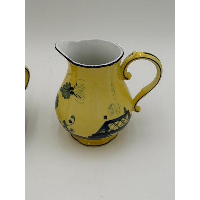 Ceramic Ginori 1735 Oriente Italiano Citrono Covered Sugar Bowl and Creamer For Sale - Image 7 of 18
