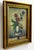 Wood Vintage Boho Floral Oil Painting in Gold Frame For Sale - Image 7 of 8