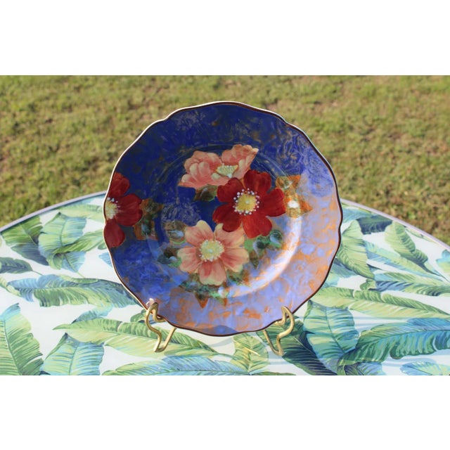 Art Deco 1930s Royal Doulton Art Deco Plate With Wild Roses For Sale - Image 3 of 13