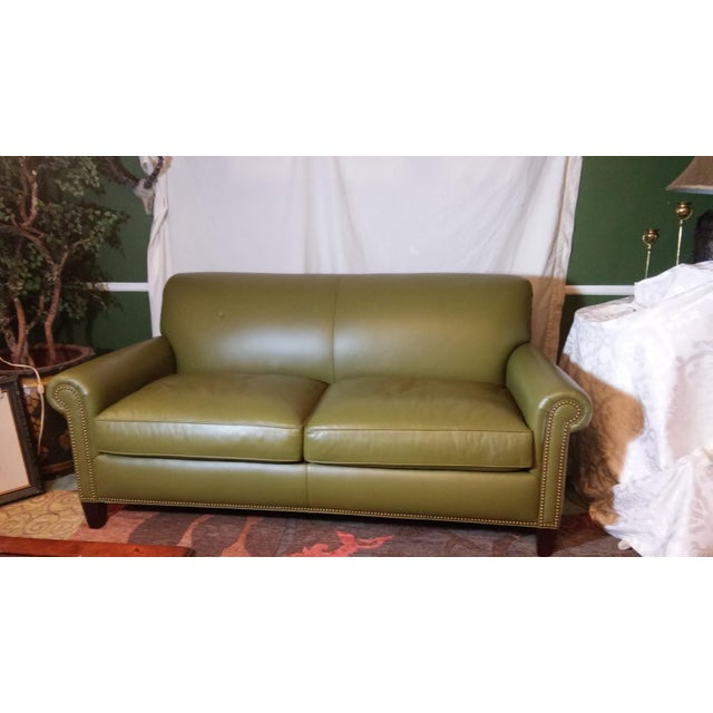 Olive Green Leather Sofa by Hancock & Moore Chairish