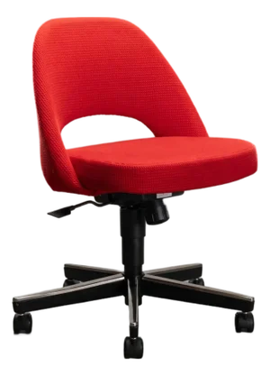 Knoll Saarinen Executive Armless Office Desk Chair in Cato Fire Red, Swivel Base