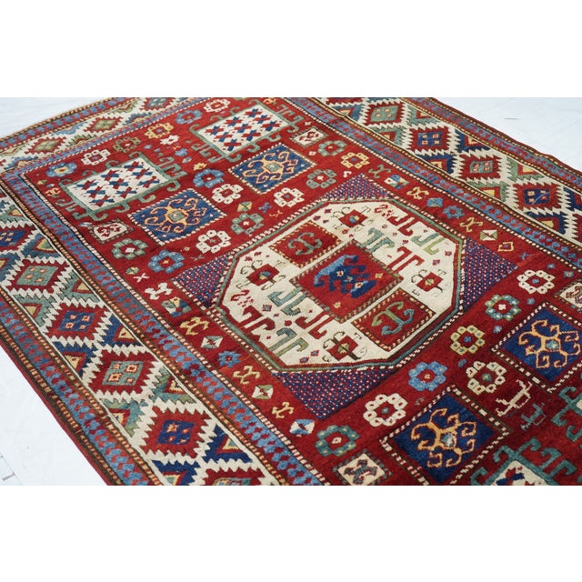 Late 19th Century Antique Caucasian Kazak Rug 5’3” X 8’0" For Sale - Image 5 of 10