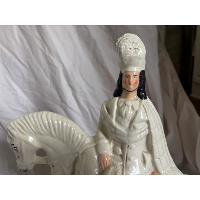 White Pair of Mid 19th Century Staffordshire Scottish Hunters on Horseback For Sale - Image 8 of 14