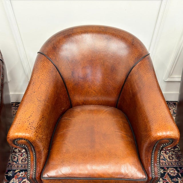 English Sheepskin Leather Chairs, Set of 3 For Sale - Image 6 of 15