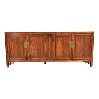 Century Furniture Hollywood Regency Chinoiserie Carved Walnut Sideboard Credenza, Circa 1970s For Sale