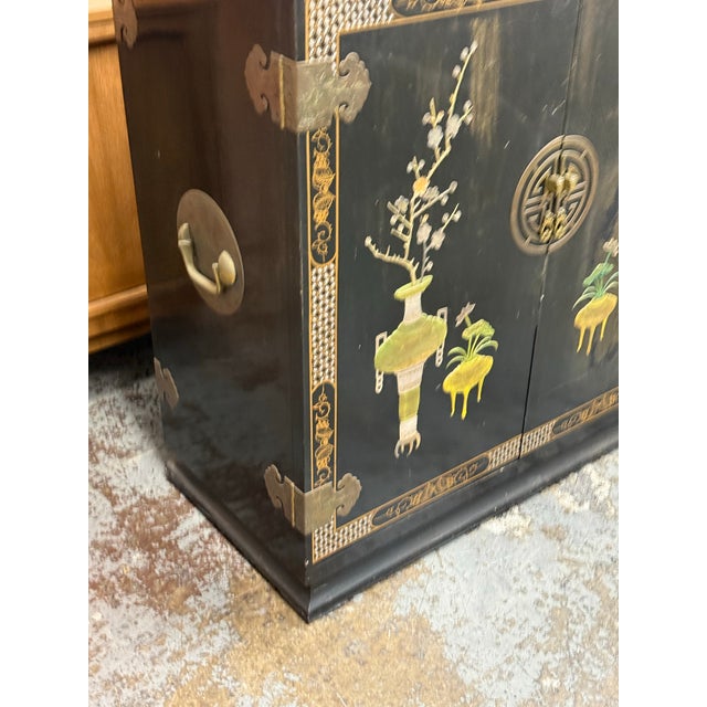 Wood Lacquered Chinoiserie Dry Bar, Vintage For Sale - Image 7 of 12