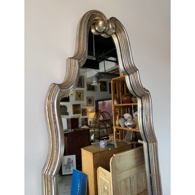 1970s Hollywood Regency Sculpted Silver Wood Wall Mirror by Bassett For Sale - Image 9 of 12