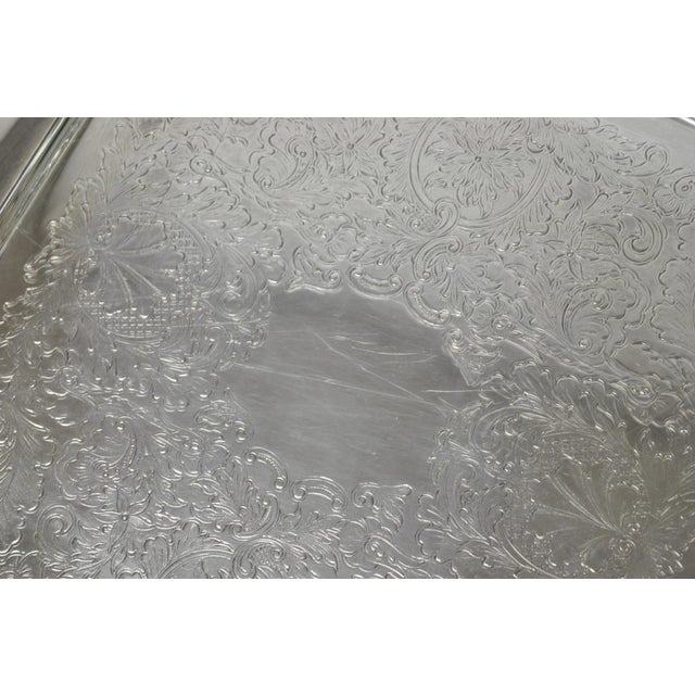 Vintage Sheffield Silver Plated Square Serving Bar Tray W/ Celluloid Handles For Sale - Image 13 of 17