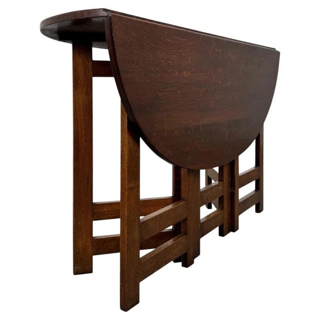 Wood Antique Early 20th Century Arts and Crafts Oak Gateleg Side Table For Sale - Image 7 of 12