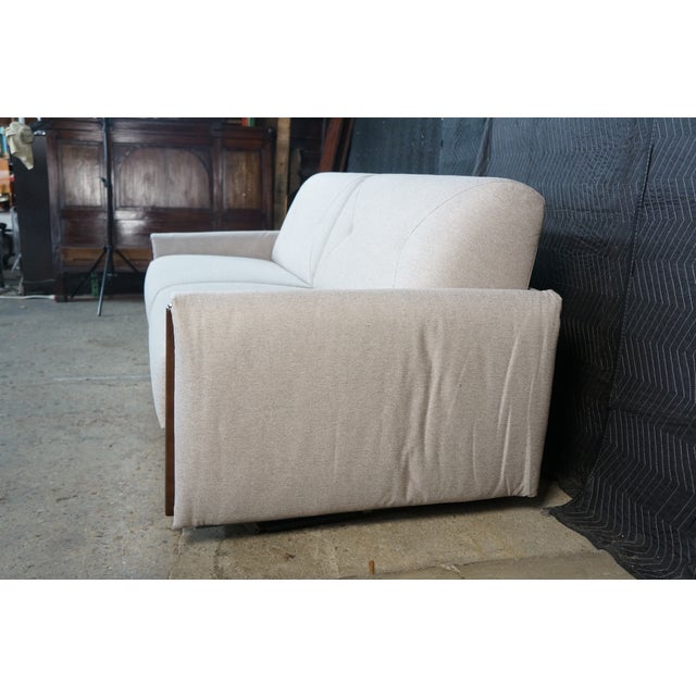 Beige Late 20th Century Mattia Sleeper Sofa Tufted Light Beige Fabric Italian Convertible Sofa Bed 76" For Sale - Image 8 of 12
