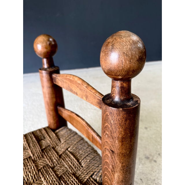 Brown French Provincial Brutalist Low Stool by Charles Dudouyt, France 1940s For Sale - Image 8 of 16