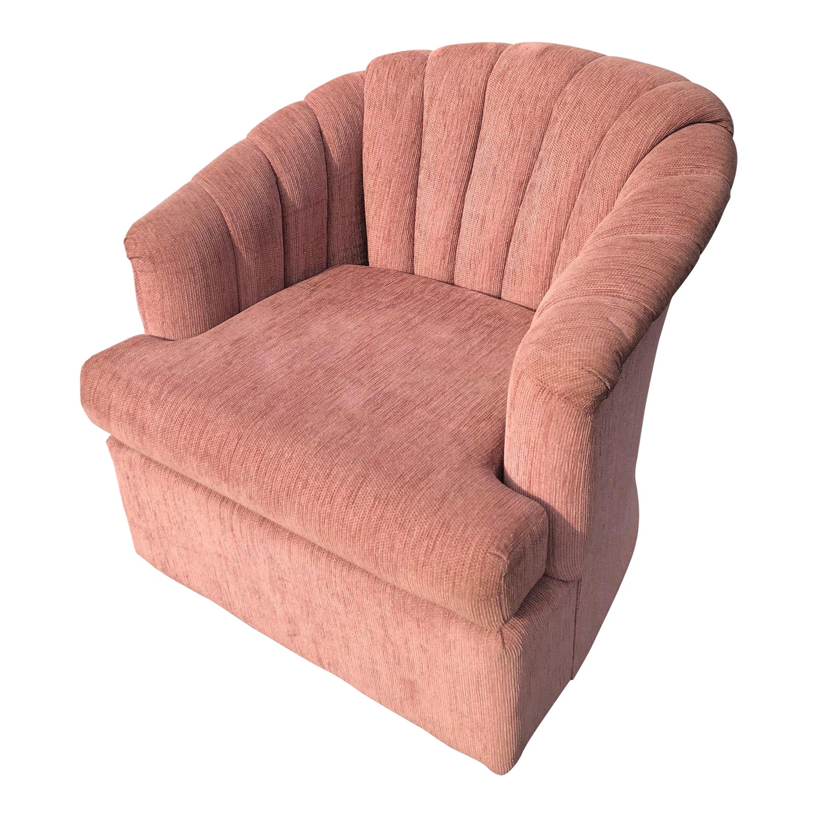 1980's Dusty Rose Swivel Chair | Chairish