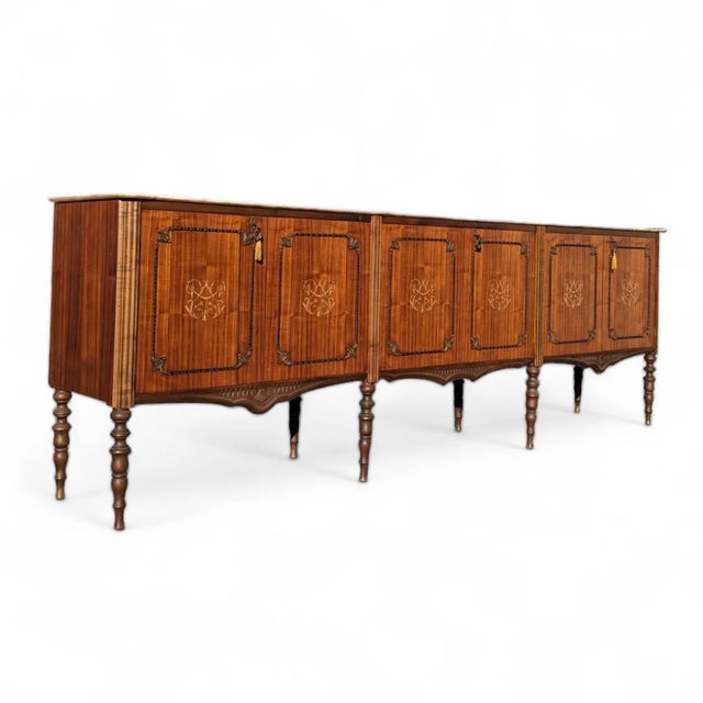 Antique Italian Louis XVI-Style Marble-Top Marquetry Sideboard For Sale - Image 4 of 10