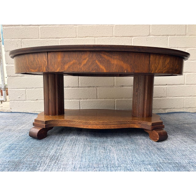 American Antique Quarter Sawn American Oak Coffee Table For Sale - Image 3 of 8