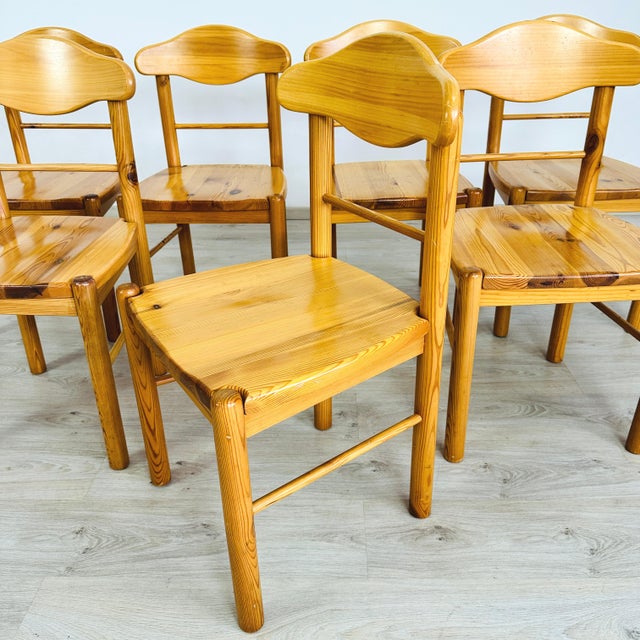 Mid-Century Modern Pine Dining Chairs Attr. Rainer Daumiller – Set of 7 For Sale - Image 3 of 6