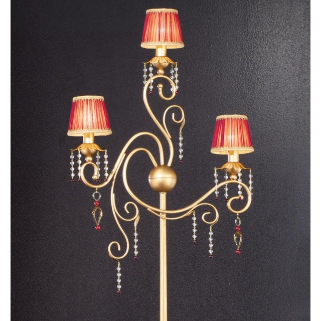 Contemporary Fenice Gold 3 Lights Floor Lamp in Montecarlo Gold and Cut Glass by Aggiolight For Sale - Image 3 of 6