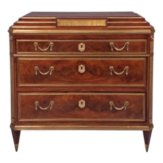 Russian Neoclassical, Commode, Crotch Mahogany, Bronze, Baltic States, 1860s For Sale